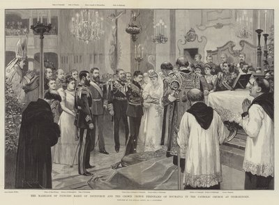 Het Huwelijk van Prinses Marie van Edinburgh en de Kroonprins Ferdinand van Roemenië in de Katholieke Kerk in Sigmaringen door Amedee Forestier